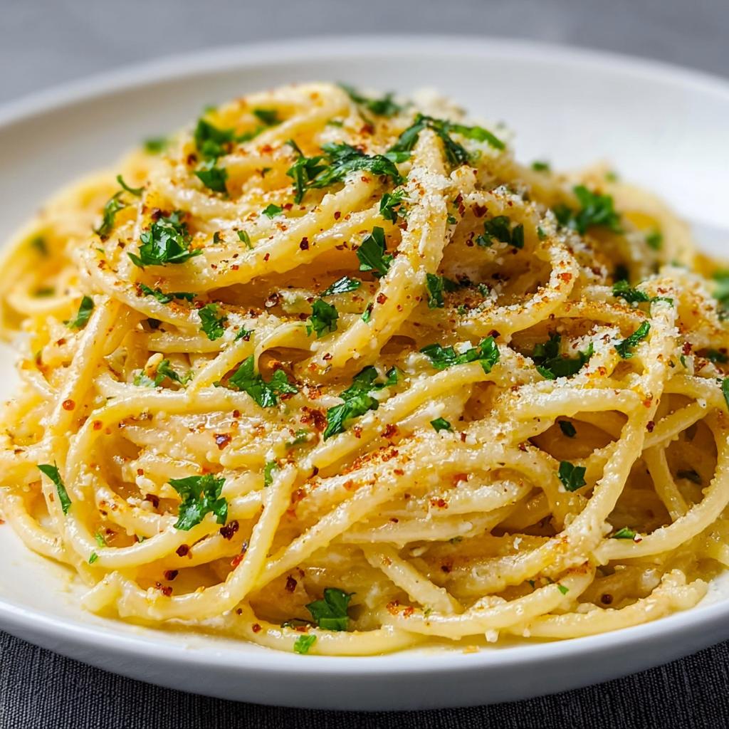 Close-up of a serving of spaghetti pasta, a popular pasta recipes recipe, topped with cheese and parsley.