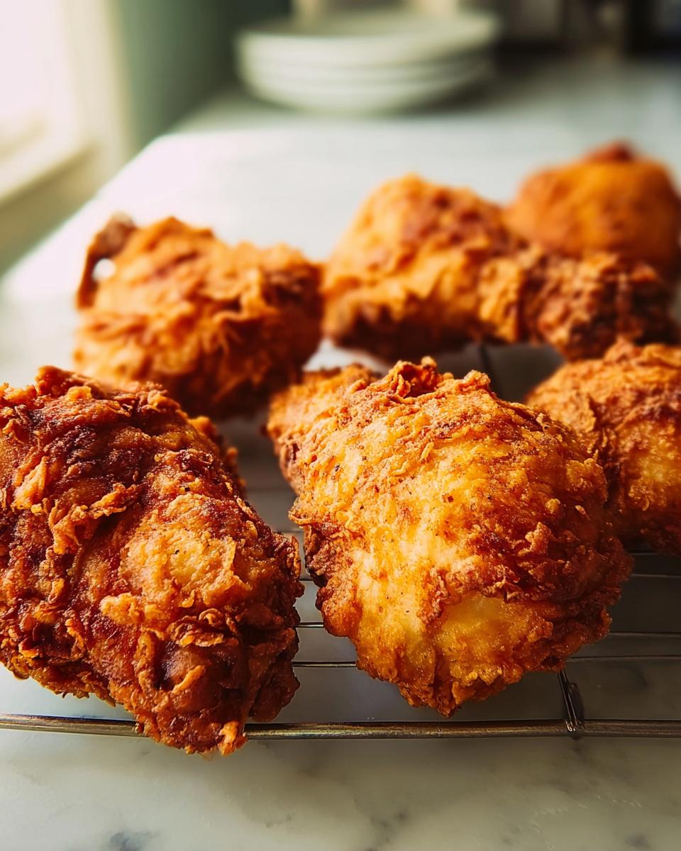 Close-up of perfectly fried Best Chicken 2025 pieces with a golden-brown, crispy exterior.