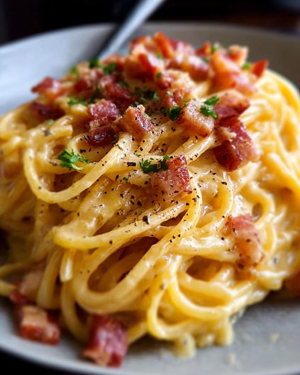 Close-up of spaghetti carbonara with crispy bacon and parsley, a top pick for Best Dinner Recipes 2025.