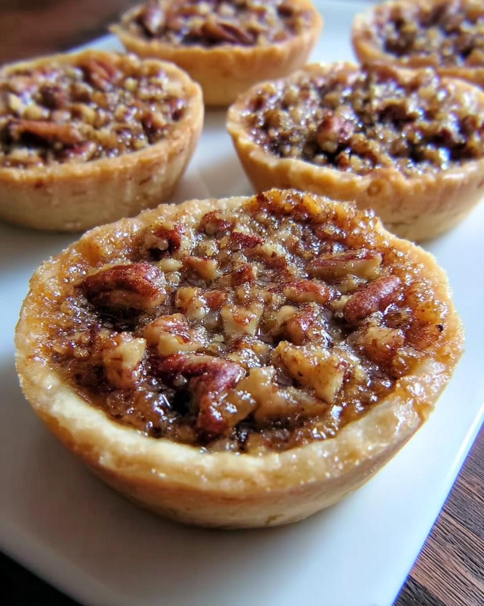 Close-up of mini pecan pies, a perfect addition to Thanksgiving Desserts for Busy Weeknights.