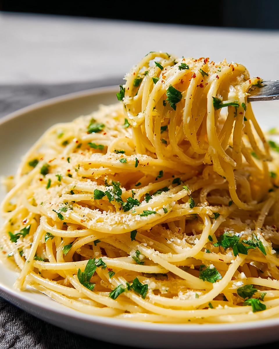 A fork twirls spaghetti, showcasing a delicious Pasta Recipes Recipe Everyone Asks For, garnished with parsley and cheese.