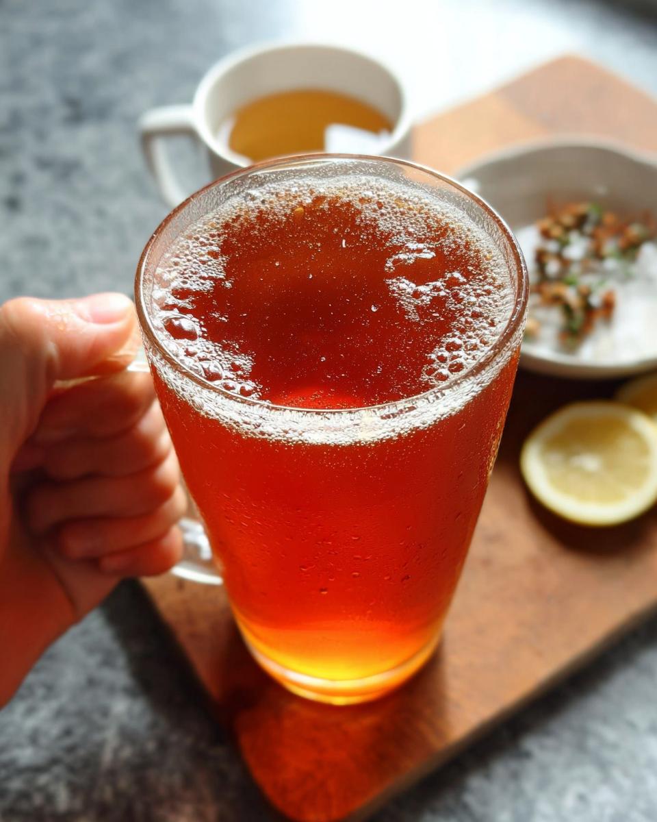 A hand holds a glass of iced tea, one of the Starbucks drinks for busy weeknights.