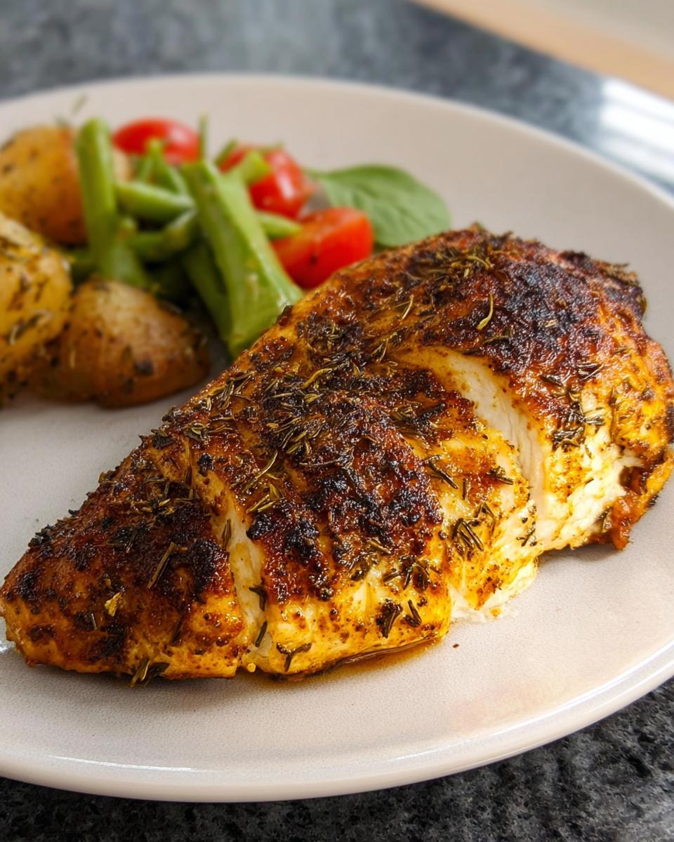 Close-up of a perfectly cooked, seasoned chicken breast, part of How to Make the Best Texas Roadhouse Chicken at Home.