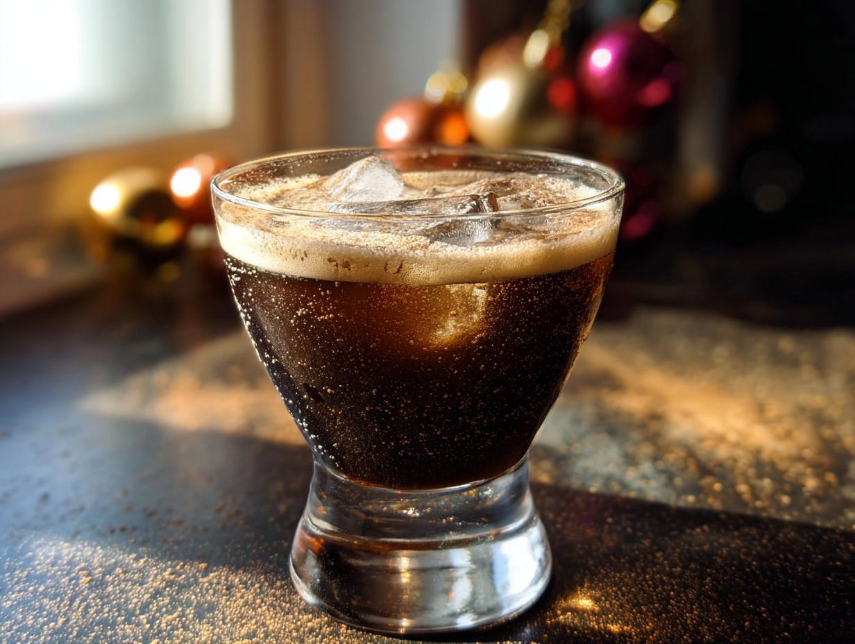 A refreshing Thanksgiving drink with ice and bubbles, perfect for the holiday season.
