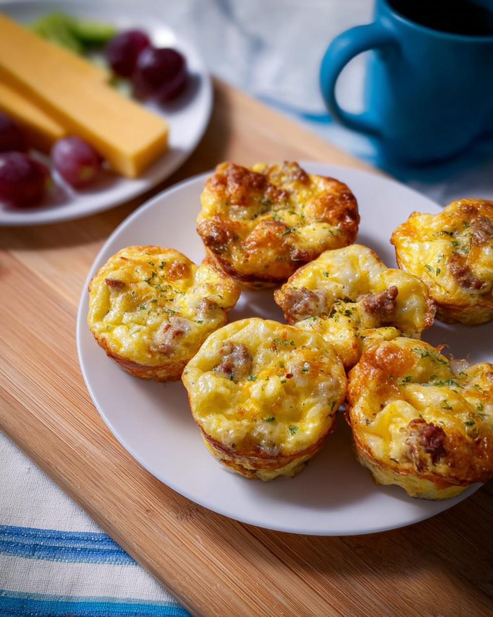 A plate of savory sausage and egg muffins, perfect for 20-Ingredient Breakfast Ideas.