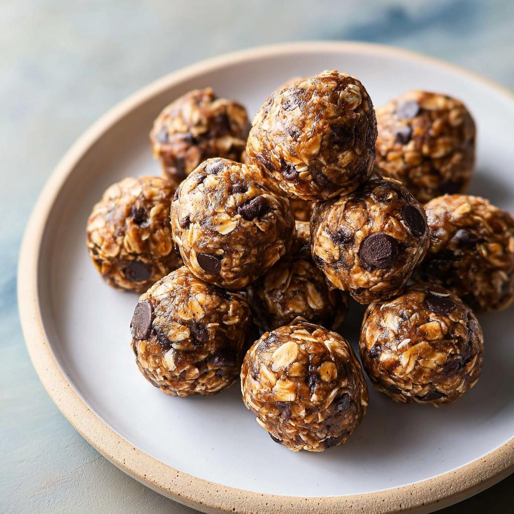 A pile of chocolate chip energy balls, a perfect example of easy breakfast ideas recipes.