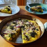 A rustic egg frittata with broccoli and red onion, a perfect addition to your 25 Genius Egg Recipes Ideas for Busy Weeknights.
