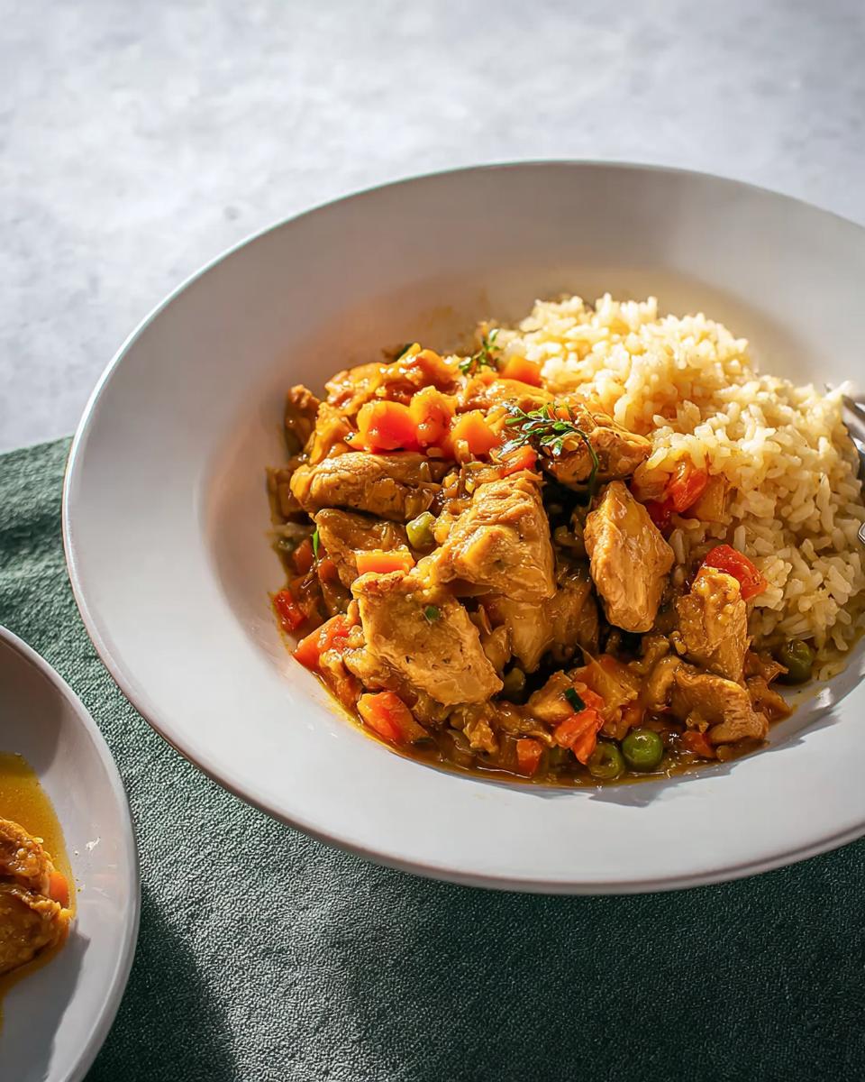 A delicious chicken and vegetable stir-fry served over rice in a white bowl, part of our Rice Bowls Recipes in 12 Minutes.