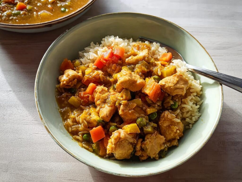 A delicious chicken and vegetable rice bowl, part of our Rice Bowls Recipes in 12 Minutes.