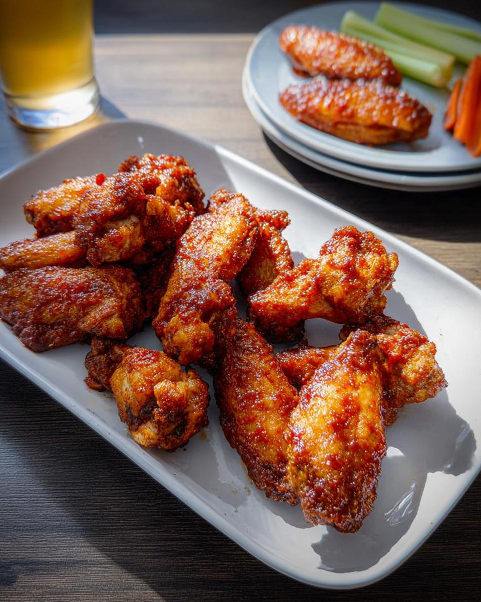 A platter of glistening, saucy chicken wings, perfect for when you crave chicken wings recipes.