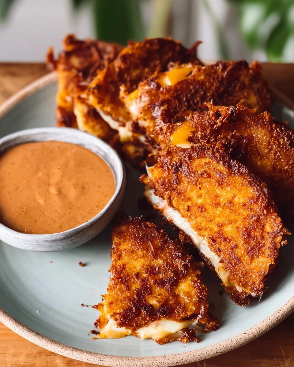 Golden brown crispy fried tacos filled with melted cheese, served with a creamy dipping sauce for Taco Tuesday recipes.