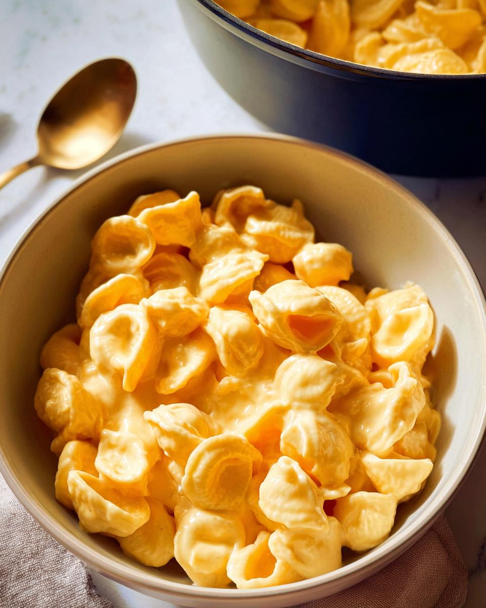 A bowl of creamy macaroni and cheese, a perfect example of easy dinner recipes.