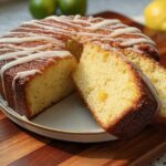 A slice of moist lemon cake drizzled with white icing, perfect for when you crave cake.