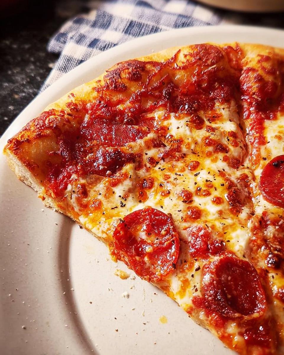 A close-up of a delicious pepperoni pizza slice, perfect for pizza night recipes.