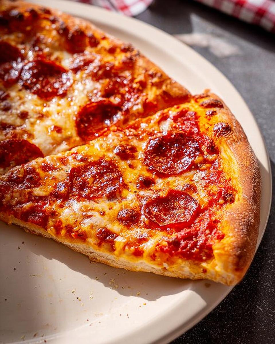 Close-up of two slices of pepperoni pizza, showcasing melted cheese and crispy crust, perfect for Pizza Night Recipes.