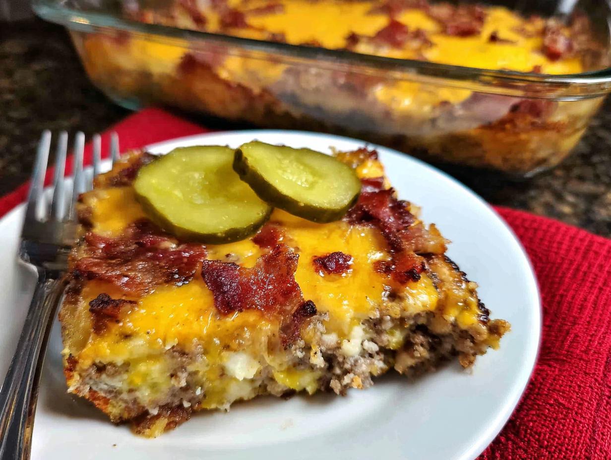 Low-Carb Bacon Cheeseburger Casserole - Featured