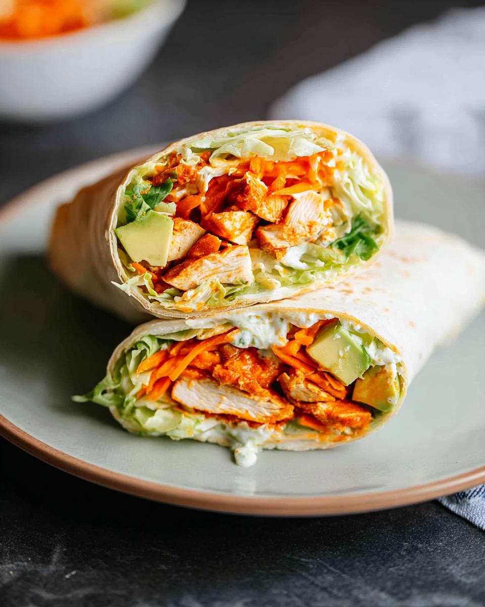 A delicious wrap filled with creamy spinach and eggs, chicken, avocado, and shredded carrots.