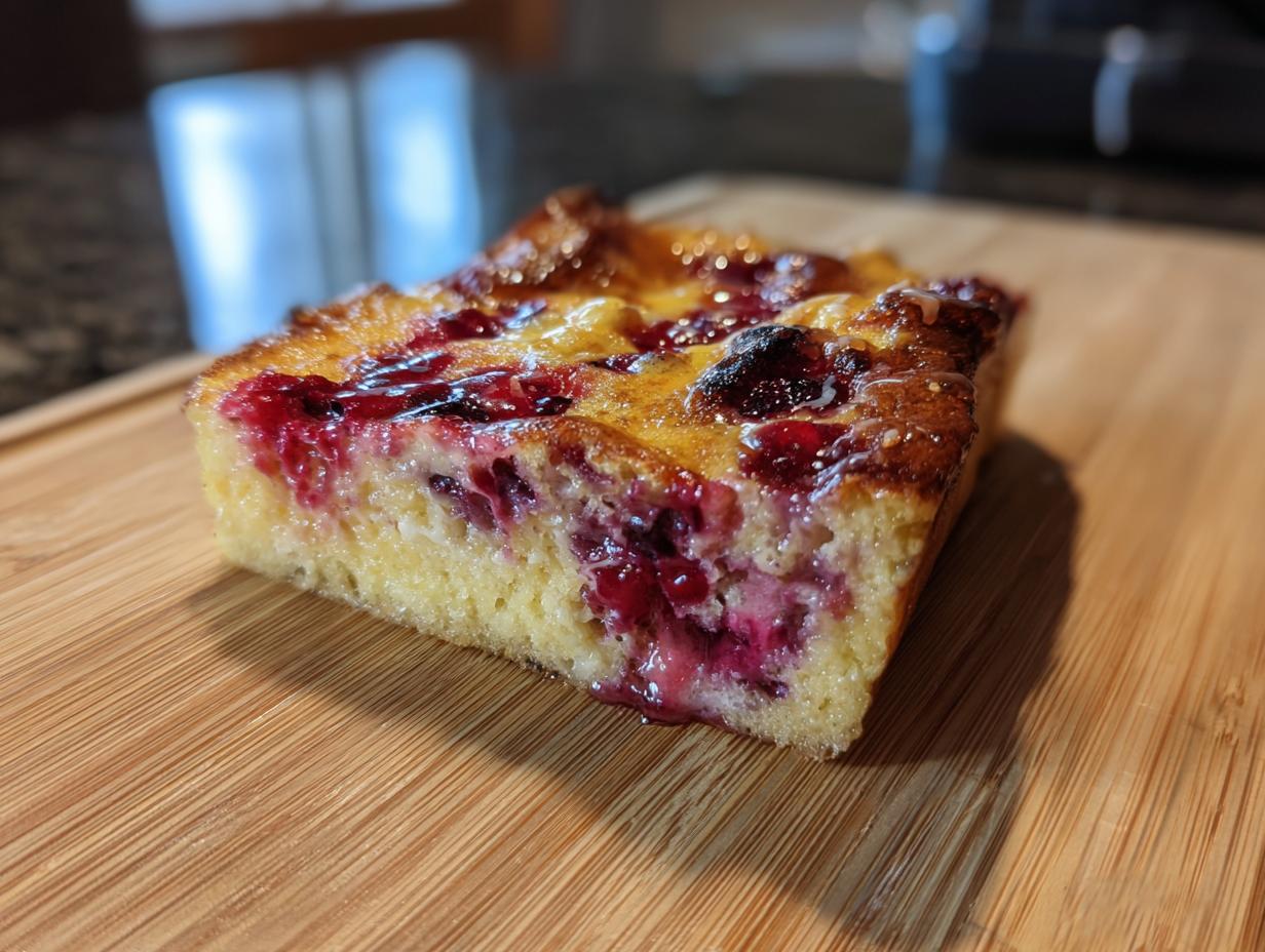 A close-up of a slice of Berry French Toast Bake, perfect for weekend brunch ideas.