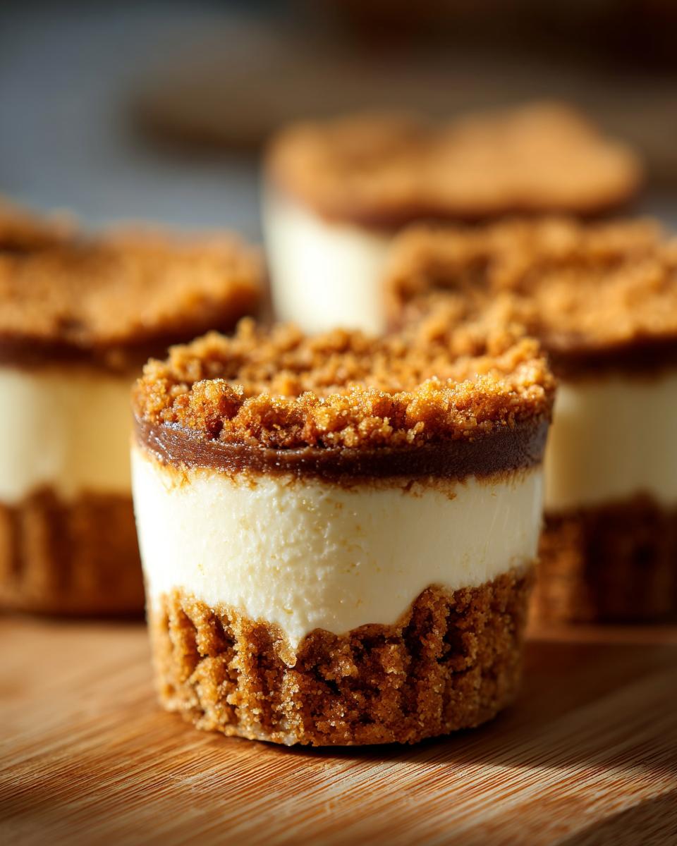 Close-up of a no-bake cheesecake cup with a graham cracker crust and creamy filling, perfect for Fourth of July desserts.