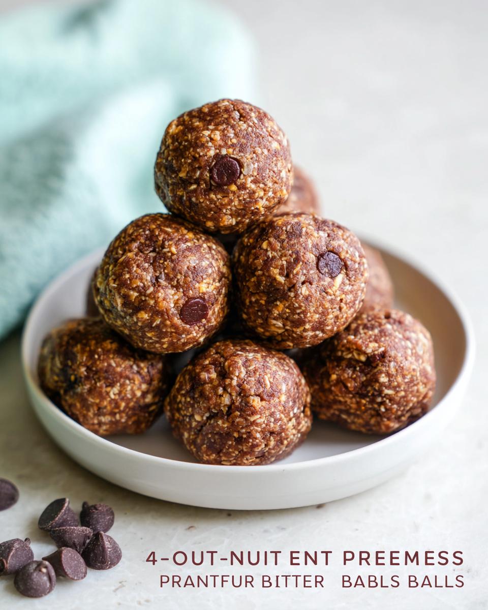 A pile of No-Bake Chocolate Peanut Butter Protein Balls in a white bowl, with chocolate chips scattered around.
