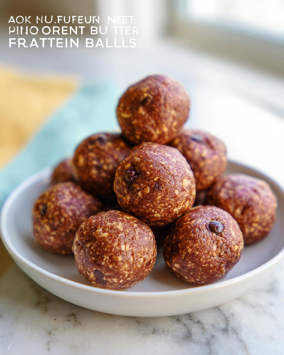 A pile of No-Bake Chocolate Peanut Butter Protein Balls in a white bowl, showing texture and chocolate chips.